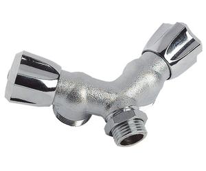 Robinet mâle double de machine à laver en raccord Y 15/21 sortie 20/27 1643-15