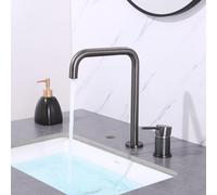 Robinet Mélangeur 2 Trous Lavabo Monocommande Robinet Salle Bain Sur Plan Mitigeur Lave Main Chaud et Froid,gris Pistolet