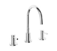 Robinet Mélangeur 3 Trous en Laiton et Acier Inox Chromé Ajout Design au Lavabo et Accessoire Déco pour Salle de Bain Moderne Beliani