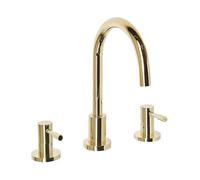 Robinet Mélangeur 3 Trous en Laiton et Acier Inox Doré Ajout Design au Lavabo et Accessoire Déco pour Salle de Bain Moderne Beliani