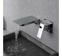Robinet Mélangeur De Lavabo De Salle De Bain Cascade Mural,Robinet D’évier Cascade Levier Unique en Laiton Froid Et Chaud,Robinet De Lavabo Monotrou Cascade Robinet Mélangeur, Chrome