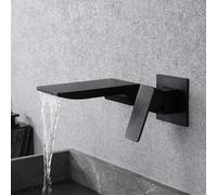 Robinet Mélangeur De Lavabo De Salle De Bain Cascade Mural,Robinet D’évier Cascade Levier Unique en Laiton Froid Et Chaud,Robinet De Lavabo Monotrou Cascade Robinet Mélangeur, Black