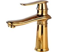 Robinet Mélangeur De Lavabo De Salle De Bain Rétro Robinet à Levier Unique E Robinet De Lavabo Robinet De Lavabo De Salle De Bain à Trou Unique Chaud Et Froid, Gold, Short