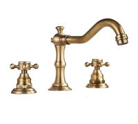 Robinet mélangeur de lavabo vintage à 3 trous à double poignée répandu robinet d'évier de salle de bain baignoire monté sur pont, 20,3 cm 2 poignées 3 trous robinet de baignoire laiton antique