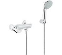 Robinet melangeur monotrou bain douche COSTA L Chrome et blanc Grohe Blanc G