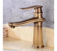 Robinet Mélangeur Rétro Salle De Bain Sin Robinet Mélangeur De Salle De Bain Robinet Mélangeur De Lavabo Monotrou en Laiton Eau Chaude Et Froide, Antique, Short