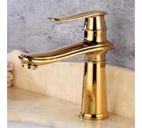 Robinet Mélangeur Rétro Salle De Bain Sin Robinet Mélangeur De Salle De Bain Robinet Mélangeur De Lavabo Monotrou en Laiton Eau Chaude Et Froide, Gold, Short