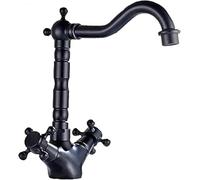 Robinet Mélangeur Robinet Rétro Robinet De Cuisine en Cuivre Noir Antique Un Trou Deux Poignées Robinet Mélangeur D’évier Robinet De Lavabo Rétro De Style Européen pour Accessoires De Cuisi