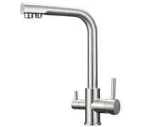 Robinet mitigeur à 3 voies avec bec pivotant pour évier de cuisine Chromé poli