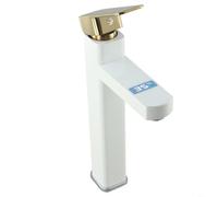 Robinet mitigeur à affichage numérique à commande tactile avec écran de température intelligent pour eau chaude et froide, robinet d'évier de salle de bain en acier inoxydable, finition blanche (or