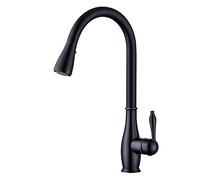 Robinet mitigeur à tirette en laiton à arc haut avec eau chaude et froide, poignée unique, qualité commerciale, design moderne pour éviers