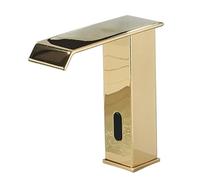 Robinet mitigeur automatique en laiton pour lavabo de salle de bain - Capteur infrarouge - Finition dorée - Design sans contact pour une utilisation facile et un style moderne