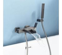 Robinet Mitigeur Bain-Douche Mural avec Douchette Mitigeur Cascade Monocommande à Double Mode Gris