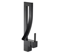 Robinet mitigeur carré en laiton pour salle de bain - Robinet mélangeur d'évier chaud et froid - Noir