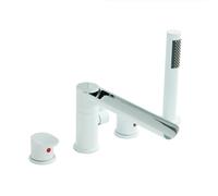 Robinet mitigeur cascade noir 4 trous et kit de douche double poignée pour salle de bain luxueuse mise à niveau élégante et fonctionnelle