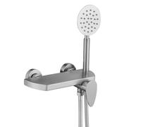 Robinet Mitigeur de Baignoire/Douche Mural Style Moderne En Acier Inoxydable Brossé à Levier Unique avec Douchette Intégrée