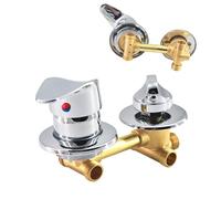 Robinet mitigeur de cabine de douche 2 voies Sortie d'eau filetée/Intubation Robinet mitigeur en laiton Distance 10cm/12,5/14,5cm Robinet de douche poli (Vis 12,5cm)
