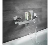 Robinet Mitigeur de Douche/Baignoire Mural Effet Cascade Laiton Argenté Double Poignée Eau Chaude Et Froide