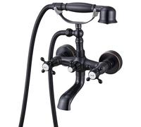 Robinet Mitigeur de Douche/Baignoire Noir Rétro Mural Robinet de Douche/Baignoire Traditionnel Style Vintage Classique avec Rotation à 180°