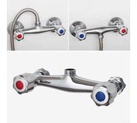 Robinet mitigeur de douche en laiton avec double sortie, robinet mitigeur de salle de bain en cuivre finition chromée, clapet anti-retour anti-reflex, raccord fileté /5,1 cm