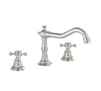 Robinet mitigeur de lavabo 3 trous, robinet à double poignée en laiton noir for lavabo, contrôle de l'eau chaude et froide, robinet de vanité moderne(Brushed)