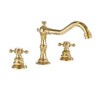 Robinet mitigeur de lavabo 3 trous, robinet à double poignée en laiton noir for lavabo, contrôle de l'eau chaude et froide, robinet de vanité moderne(#6)