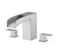 Robinet Mitigeur De Lavabo 3 Trous, Robinet Cascade En Laiton Noir Avec Double Poignée, Contrôle De L'eau Chaude Et Froide, Robinet De Lavabo Moderne