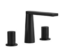 Robinet Mitigeur De Lavabo 3 Trous, Robinet Double Poignée En Laiton Noir For Lavabo De Salle De Bain, Contrôle De L'eau Chaude Et Froide, Robinet De Meuble-lavabo Moderne Avec Installation Séparée(#2