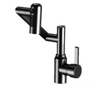 Robinet mitigeur de lavabo à affichage numérique avec rotation à 360 degrés, bras oscillants horizontaux, sortie d'eau réglable et pulvérisateur de jet multifonction pour évier moderne (noir)