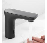 Robinet mitigeur de lavabo à capteur automatique noir - Robinet d'évier de salle de bain sans contact pour eau chaude et froide, robinets de lavabo modernes, design pratique et hygiénique