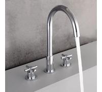 Robinet mitigeur de lavabo chromé à bec pivotant à 360 ° Style traditionnel Poignée en laiton Montage sur pont Trou unique 20 cm Hauteur large Robinet d'évier de salle de bain