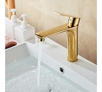 Robinet mitigeur de lavabo de salle de bain en laiton massif cascade or brossé noir mat chromé robinet mitigeur de lavabo (doré court)