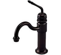 Robinet mitigeur de lavabo de Salle de Bain Traditionnel, Robinet de lavabo Vintage à poignée Unique, 1 Trou monté sur Le Pont, Froid et Chaud, Robinet Monobloc en Laiton Antique, avec tuyaux