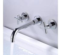 Robinet mitigeur de lavabo de Salle de Bains en Laiton, Robinet d'évier Mural chromé avec Double poignées croisées, robinets de lavabo élégants pour salles de Bains