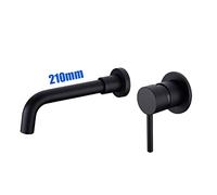 Robinet mitigeur de lavabo en laiton 21 cm avec bec pivotant encastré pour salle de bain Noir mat