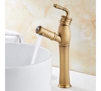 Robinet Mitigeur de Lavabo Rétro En Laiton Antique avec Douchette Extractible Mitigeur à Levier Unique Et Douchette Extractible Eau Chaude/Froide Modèle Robinet de Salle de Bains