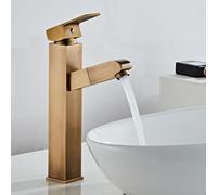 Robinet Mitigeur de Lavabo Rétro En Laiton Antique avec Douchette Extractible Mitigeur à Levier Unique Et Douchette Extractible Eau Chaude/Froide Modèle Robinet de Salle de Bains