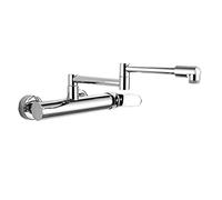 Robinet mitigeur d'eau chaude et froide à poignée unique en laiton for évier de cuisine pliable et extensible avec deux trous, 2 joints à rotation libre, robinets d'évier de cuisine noirs(Chrome)