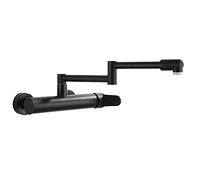 Robinet mitigeur d'eau chaude et froide à poignée unique en laiton for évier de cuisine pliable et extensible avec deux trous, 2 joints à rotation libre, robinets d'évier de cuisine noirs(Nero)