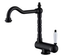 Robinet mitigeur d'évier de cuisine pliant à l'intérieur de la fenêtre Robinets de cuisine Robinet de cuisine en laiton antique Robinets mitigeurs de cuisine pivotants chauds et froids-Noir (Color :