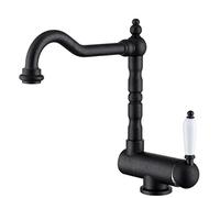 Robinet mitigeur d'évier de cuisine pliant à l'intérieur la fenêtre robinet en laiton antique tournant robinets mitigeurs cuisine-noir(Matt Black)