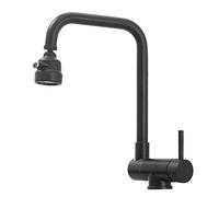 Robinet mitigeur d'évier de cuisine Robinets à fenêtre intérieure pliante noir mitigeurs en acier inoxydable chaud et froid rotatifs