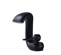 Robinet mitigeur d'évier en laiton noir/chromé pour évier chaud et froid pour salle de bain (184 noir)