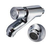Robinet mitigeur d'évier froid, robinets de lavabo à fermeture automatique, robinet mural à poussoir, robinets à levier unique pour salle de bain non concussifs, chromé, argent, 1 pièce