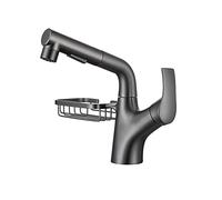 Robinet Mitigeur Lavabo avec Douchette Extractible Pivotant à 360° Robinet Salle de Bain 2 Modes Robinetterie Vasque à Poser Gris Pistolet