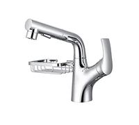 Robinet Mitigeur Lavabo avec Douchette Extractible Pivotant à 360° Robinet Salle de Bain 2 Modes Robinetterie Vasque à Poser Chrome