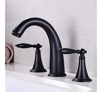 Robinet Mitigeur Lavabo Salle de Bain Mitigeur de Lavabo Robinets de Salle de Bain à 3 Trous Et 2 Poignées Robinets de Lavabo Vintage en Laiton Brossé