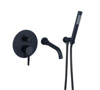 Robinet Mitigeur Lavabo Salle de Bain Robinet de Baignoire Mural avec Douche Rotative à 360 ° en Acier Inoxydable Ensemble de Robinet Mitigeur de Salle de Bain 2 Modes Or Brossé