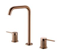 Robinet Mitigeur Lavabo Salle de Bain Robinet de Lavabo 3 Pièces à Double Levier Rotatif à 360 ° Mitigeur de Lavabo Laiton Or Rose