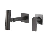 Robinet Mitigeur Lavabo Salle de Bain Robinet Mitigeur de Lavabo Mural à Double Levier Pivotant Vintage Chrome B